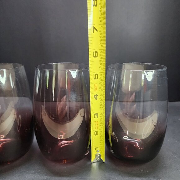 Dansk Glasscapes Amethyst Tumbler Stemless Wine Glasses Purple 5.5'' - Set of 3 - Picture 9 of 9